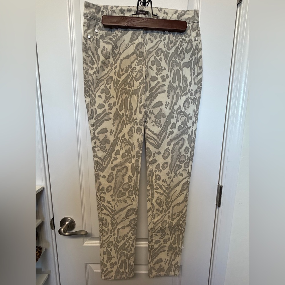 J. McLaughlin Beige and Gray Animal Print Pants